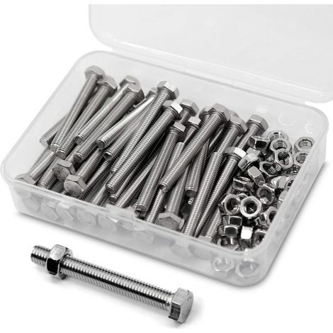 M5 x 50mm 40PCS Boulons à six pans en 304 Acier Inoxydable de Coin Extérieur Vis Hexagonale,Boulons et écrous de Sortilège Ensemble (1/4)
