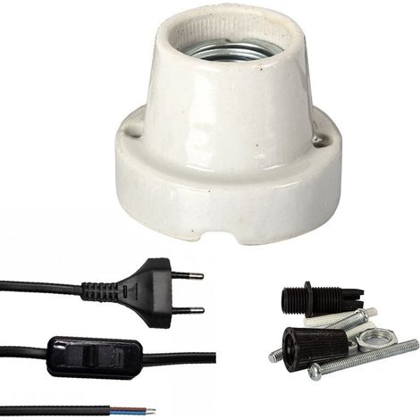 Casquillo cerámico para bombillas calefactoras de terrario E27 de 200 W con interruptor. (1/3)