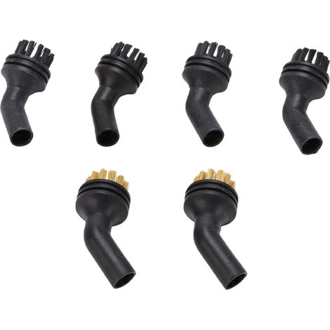 Paquet de 6 têtes de brosse pour nettoyeur à vapeur, accessoires pour cheveux en laiton et nylon avec boîte de rangement pour machine à main, carrelage, coulis, sols, salle de bain, cuisine, nettoyage (1/5)