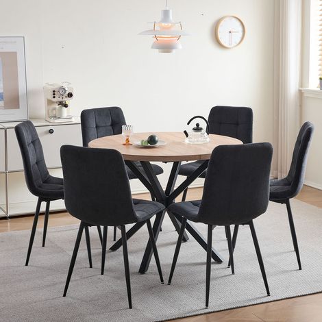 Wokaka Lot de 6 chaises - Chaises desalle à manger - Velours côtelé - Style vintage - Noir