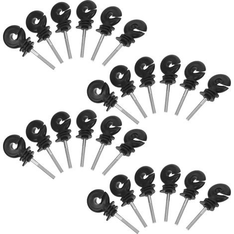 Kit de 50 Piquets Isolants en Acier Noir à Visser 35 Pouces pour Clôture Électrique Agricole Accessoires Isolateurs pour Ruban et Fil Clips Robustes pour Poteaux T Fixation (1/5)