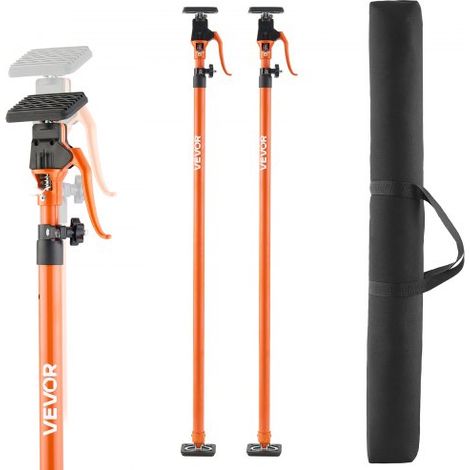 Barra de Soporte para Elevador de Armarios, 2 Piezas, Ajustable 125-291 cm, Varilla Telescópica Rápida Resistente de Acero, Carga de 90 kg para Instalar Armarios y Levantar Paneles de Yeso (1/5)