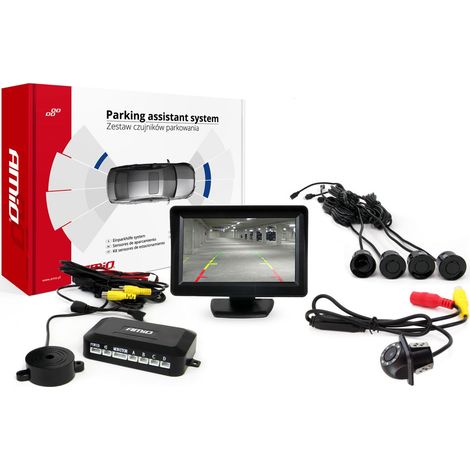 Kit de sensores de estacionamiento TFT01 de 4,3" con cámara LED HD-305, 4 sensores, negro (1/5)