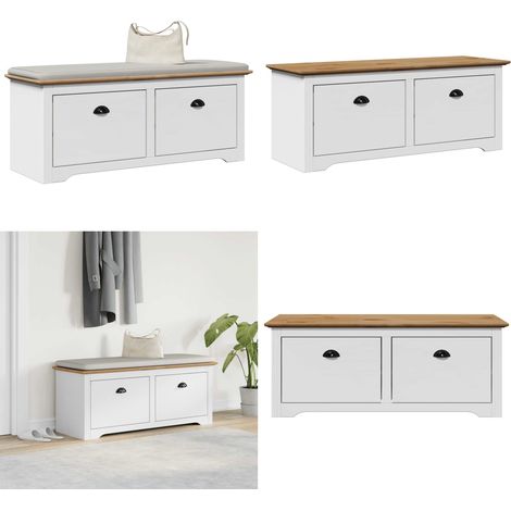 vidaXL Flurbank BODO Weiß und Braun 114x40x45 cm (1/5)