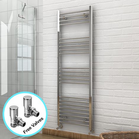 ELEGANT 1600 x 500 mm Straight Towel Rail Radiator Bathroom Heated Towel Radiator + Angled Radiator Valves (1/5)