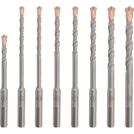 Bohrerset SDS Plus 8tlg 5-12 mm Hammerbohrer Beton 4 Schneiden (1/5)