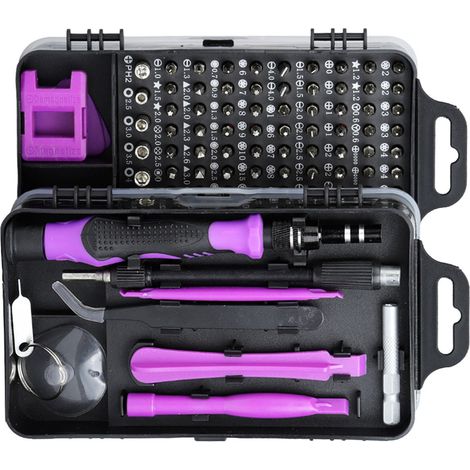 Schraubendreher aus Kohlenstoffstahl, Multifunktionsset zum Zerlegen und Reparieren von elektronischen Uhren und Handys, lila (1/5)