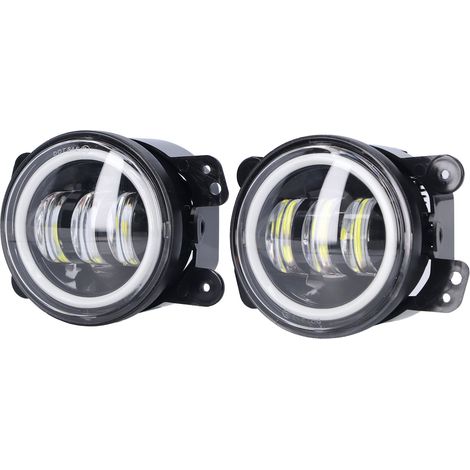 Feux Antibrouillard LED Angel Eyes 30W 3000LM 10-30V Universels Auto Camion Van Remorque (1/5)