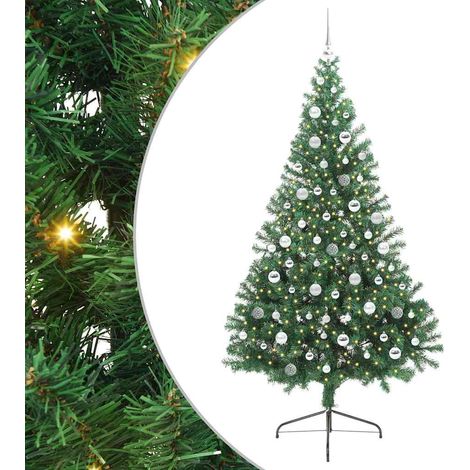 Künstlicher vorbeleuchteter Weihnachtsbaum Grün 210 cm PVC vidaXL