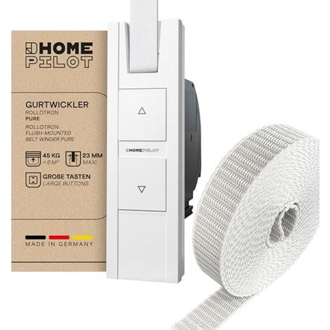 Kit de volet roulant : enrouleur de sangle électrique RolloTron pure + sangle de rechange (23 mm de large, 6 m de long couleur : gris) (1/5)