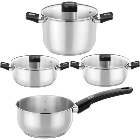 Pack Batería de Cocina Elite Monix M240001/ Cazo Ø14cm/ Ollas Ø24cm/ Cacerolas Ø20 - 24cm/ Acero Inoxidable/ Apta para Inducción