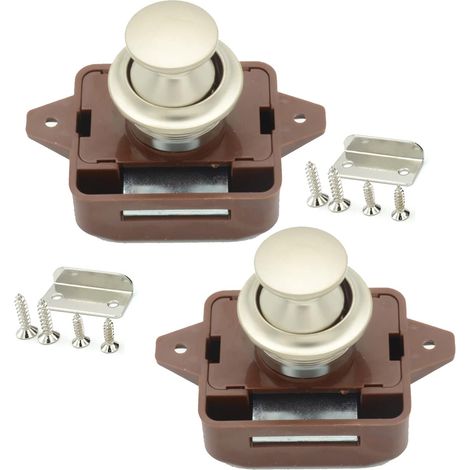 2 Stück Druckknopfriegel, schlüsselloser Druckknopfriegel, Wohnmobil-Druckknopf, für Wohnmobil-Tür, Van, Wohnwagen, Yacht-Schubladenschrank (braun) (1/5)