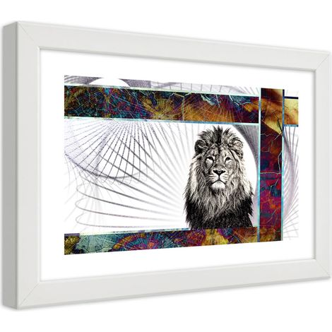 Quadro con cornice, Leone maestoso - 90x60 (1/5)