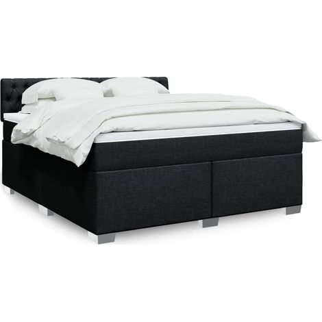 Boxspringbett mit Matratze Schwarz 180x200 cm Stoff