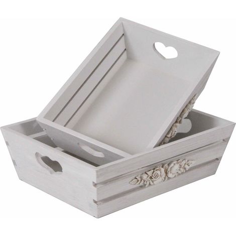 Cagettes décorées, set de 2, 33 x 25 x H. 10 cm (lot de 3) (1/2)