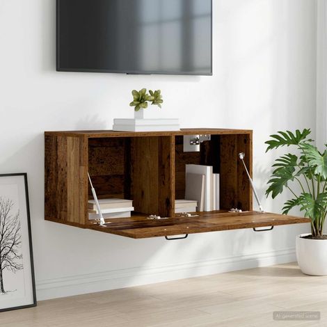 Armoire murale en bois d’ingénierie, porte réversible, bois ancien, 80 x 36,5 x 35 cm - PANGIVO (1/5)