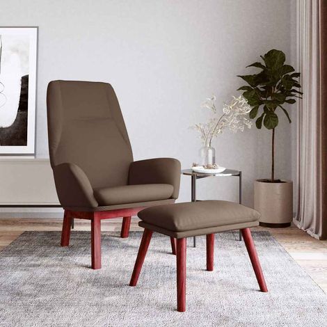 vidaXL Sillón de relax con taburete de tela gris taupé (1/5)