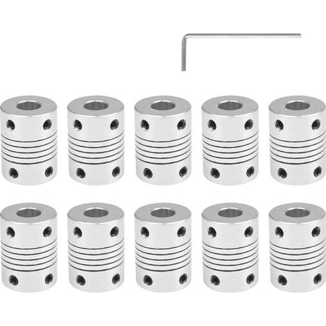 10 acoplamientos flexibles de 5 mm a 8 mm, conector de unión de aleación de aluminio para motor paso a paso de eje NEMA 17, para impresora 3D RepRap o máquina CNC, con 1 llave Allen. (1/5)