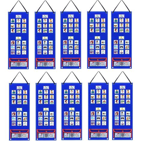 10X Calendrier Visuel pour Enfants, Tableau de Routine Quotidienne avec 700 Cartes, Calendrier de Poche, Outil Comportemental D'Apprentissage de L'Autisme pour L'ÉCole (1/5)