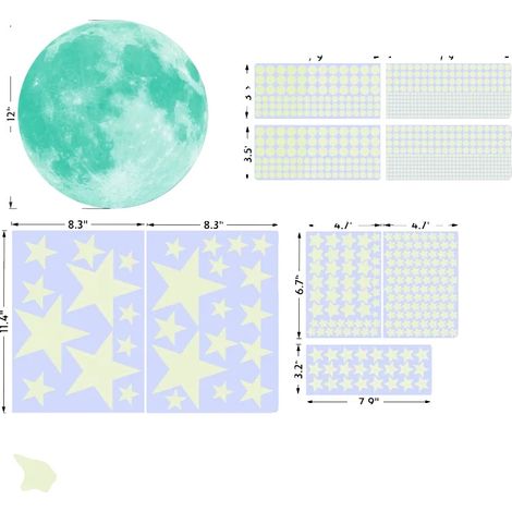 Pegatinas luminosas, diseño celestial 3D, fáciles de aplicar, luz azul-1 (1/2)