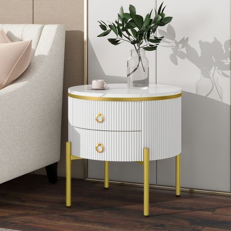 Mesa salón marmolizada con cajones y patas regulables OKMYHOME (1/5)