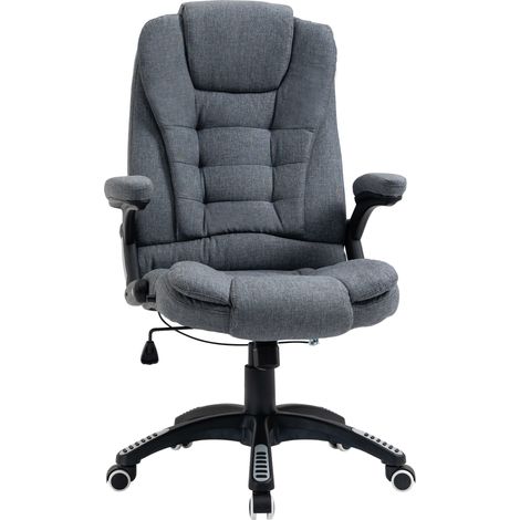 Fauteuil de bureau ergonomique inclinable, hauteur réglable et basculement, fauteuil pivotant avec roulettes, 65x72x110-120 cm, gris (1/5)