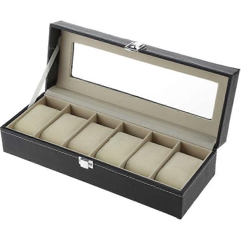 Universelle Schmuckschatulle aus Leder mit 6 Fächern für Uhren, ideal für Valentinstag oder eine Hochzeit. (1/4)