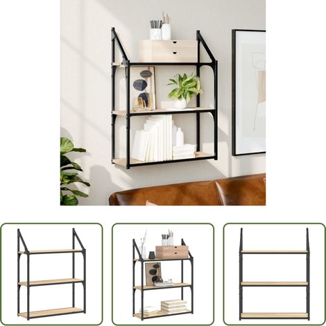 Rangement mural - Étagère murale 3 niveaux chêne sonoma 60x21x78,5 cm (1/5)
