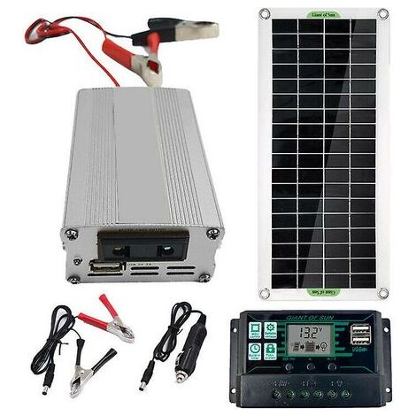 Panneau Solaire - 200 W - 12 V - Silicium Monocrystalin - Régulateur MPPT 100 A - Onduleur Intégré - Pour Système Hors Réseau - Kit Complet ×1 (1/5)