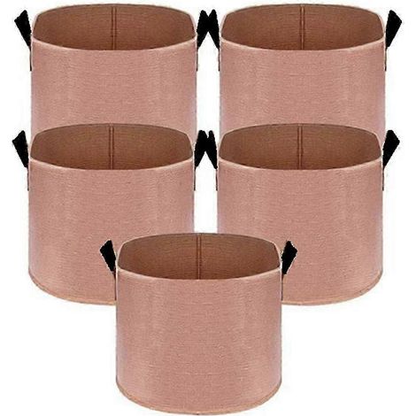 Lot de 5 sacs de culture de 7 gallons (26,5 litres) en tissu non tissé épais et résistant, avec poignées, couleur beige JN (1/5)