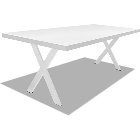 Esstisch aus Holz und Metall mit X-Fuü weiß - 160x90 cm