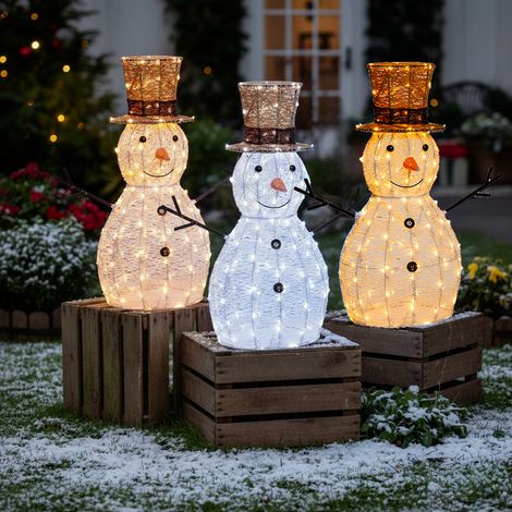 Pupazzo di Neve in acrilico trasparente con 160 LED e 3 colori, h 70 cm (1/5)