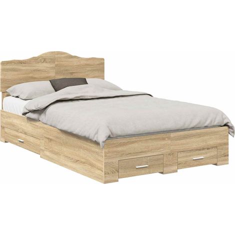 Struttura del letto con testiera Rovere Sonoma 135 x 190 cm vidaXL