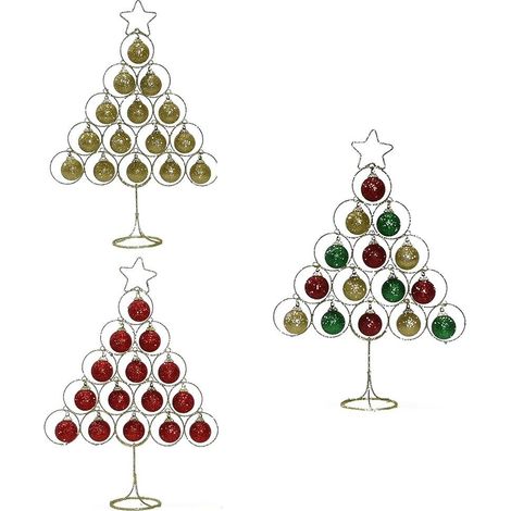 Albero di natale con palline rosse oro multicolor decorazioni addobbi natalizi per casa negozio ufficio idea regalo h38 cm - colorigenerali: ROSSO (1/5)