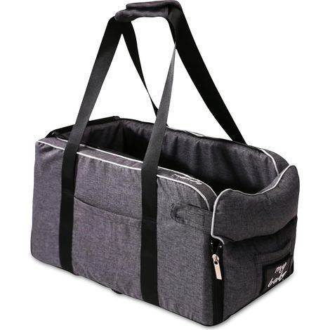 Asientos de seguridad para perros y gatos de menos de 6 kg, transportín transpirable, correas de hombro extraíbles y portátiles, cesta para perros, cama para coche - Gris, correas (1/5)
