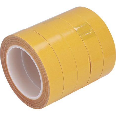 Lot de 5 rouleaux de ruban adhésif double face de 10 m, forte adhérence et résistance à la traction, détachable, pour tapis et cuir. (1/5)