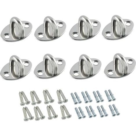 Lot de 8 Plaque Oeillet Durables, Crochet Plafond Charge Lourde 4 CM, Crochets de Plafond de Balcon, Crochets Muraux, Adaptés pour Accrocher des Plantes, Cages à Oiseaux et Objets, Argent (1/5)