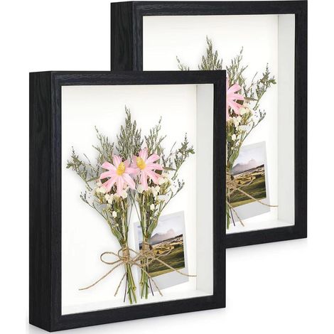Lot de 2 cadres photo 3D profonds 15x20 cm noir pour mur et table (1/5)