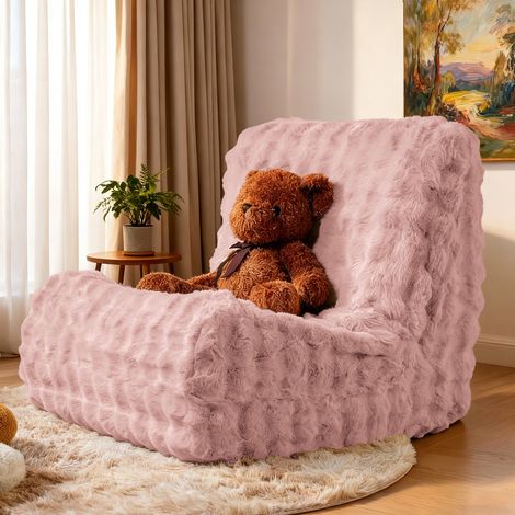 Sillón puf Caterpillar rosa con respaldo, tela de franela, 85 x 100 x 78 cm OKMYHOME (1/5)