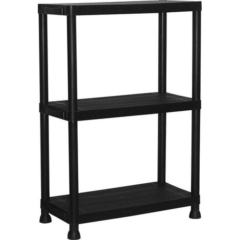 Marbueno Kunststoffregal Schwarz 3 Regale 61x31x91 cm