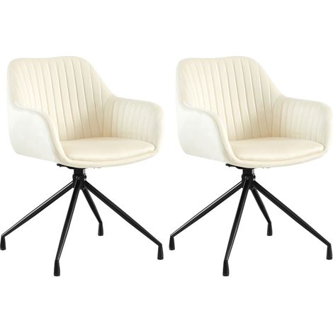 2er Set Esszimmerstuhl Welby creme Samt