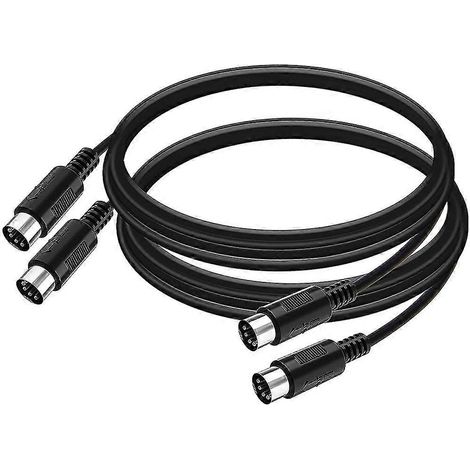 Pack de 2 câbles Din Midi à 5 broches, câble midi mâle à mâle à 5 broches de 3 pieds pour clavier midi, synthétiseur de clavier (1/5)