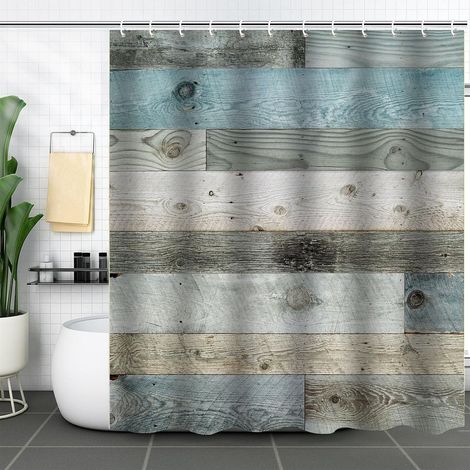 Decoration Salle de Bain Rideau de Douche 180x180 cm Bleu Baignoire Douches Rideaux Douche Tissu Lavable Textile Imperméable avec 12 Crochets B8323 (1/5)