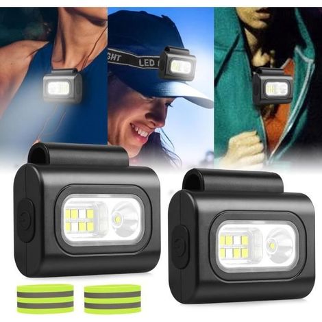 Ansteckbare Laufleuchte, wiederaufladbare LED-Stirnlampe mit COB-Licht, 6 Leuchtmodi, wasserdicht mit reflektierendem Armband (1/4)