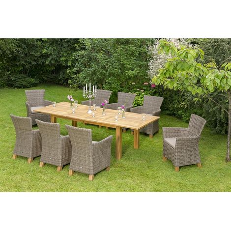 Toskana Set 17tlg 8 Sessel Kiss Tisch 180(220/260)x100cm