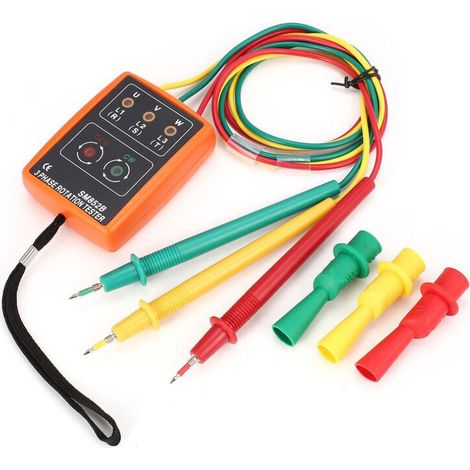 Testeur numérique de rotation triphasé – Vérification de phase 60V-600V AC – Indicateur LED et buzzer – Séquence correcte rouge/vert - 3-Phase (1/5)
