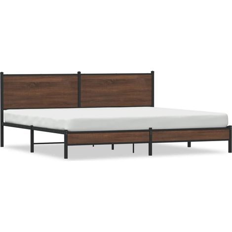 Maison Exclusive - Cadre de lit en métal sans matelas chêne marron 193x203 cm (1/5)