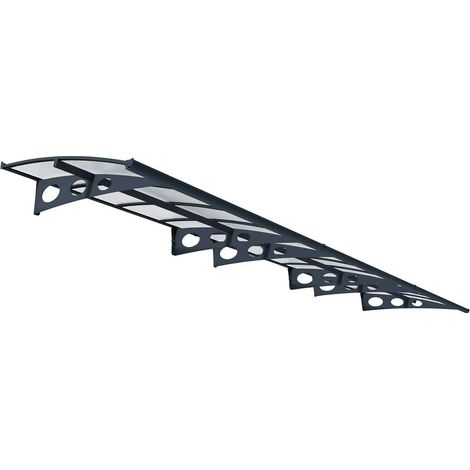 Canopia By Palram – Marquise de porte Herald 139x671x33 cm – Panneau polycarbonate 6mm résistant UV – Bras acier galvanisé gris foncé – Kit montage inclus