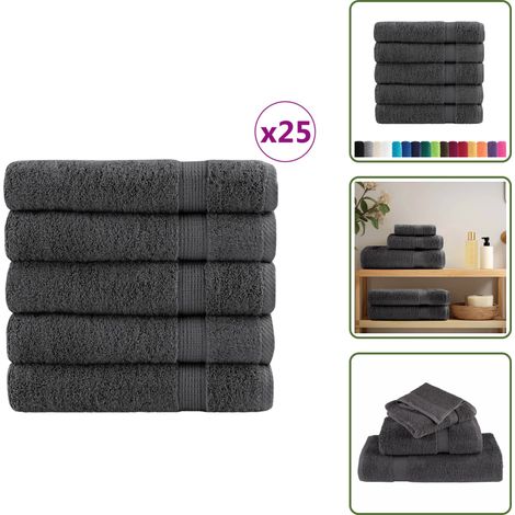 Premium-Duschtücher SOLUND 25 Stk. Anthrazit 70x140 cm 600 g/m² - Baumwolle - Handtücher - Duschhandtücher - Badezimmertextilien - Anthrazit (1/5)
