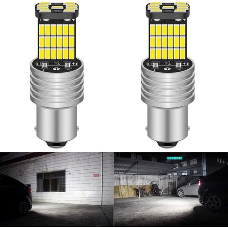 Lot de 2 ampoules LED canbus - - Blanc, 850 lumens, BA15S 4014 45CMS -Pour feux de recul, feux de clignotant (1/5)